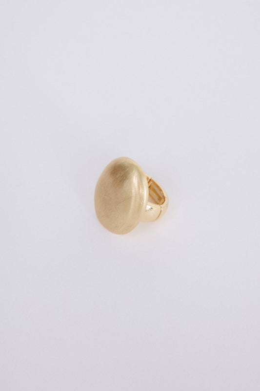Nola Ring in gold with smooth domed face and brushed texture finish, front view on white background