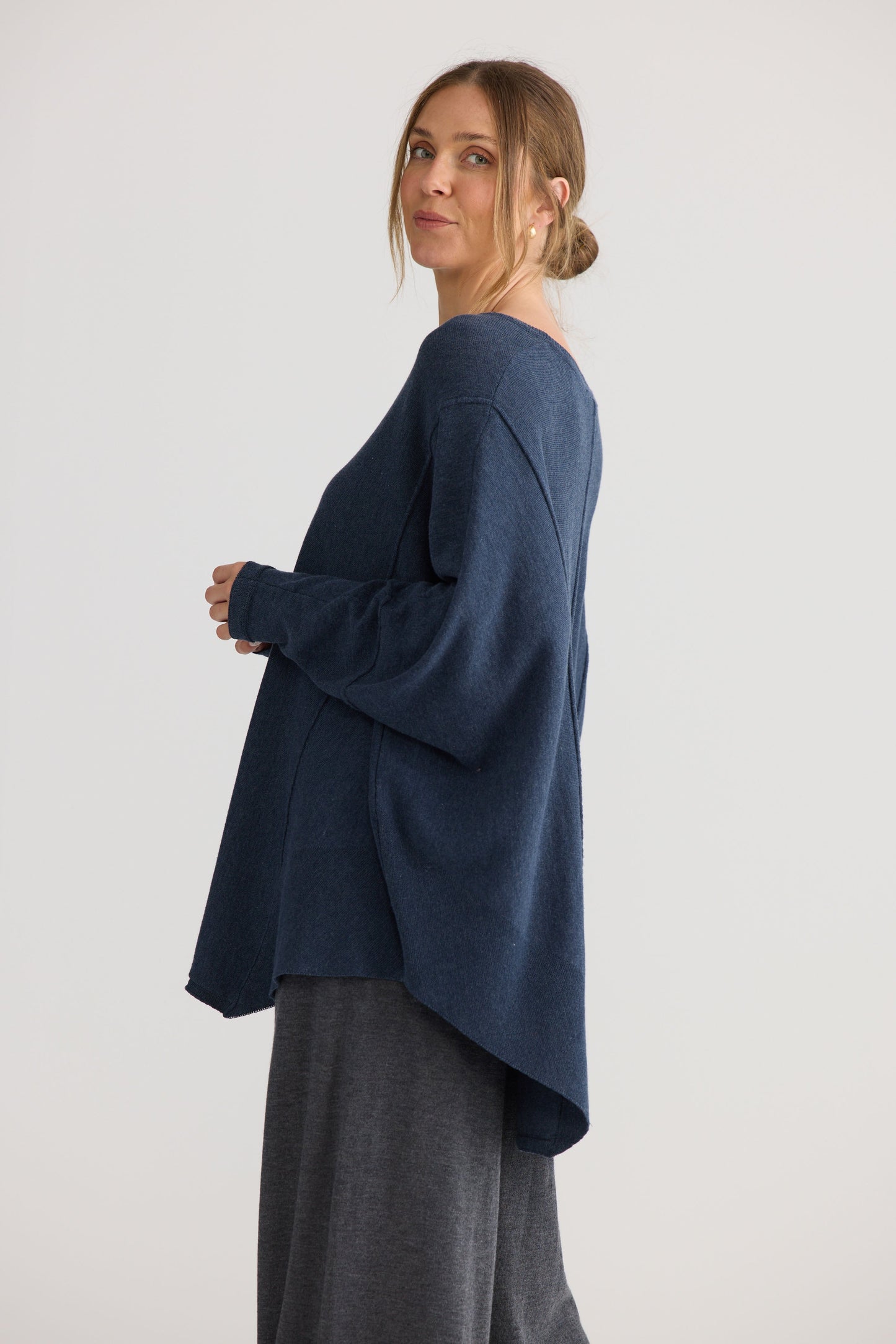 Chill Top in navy, shown on model.