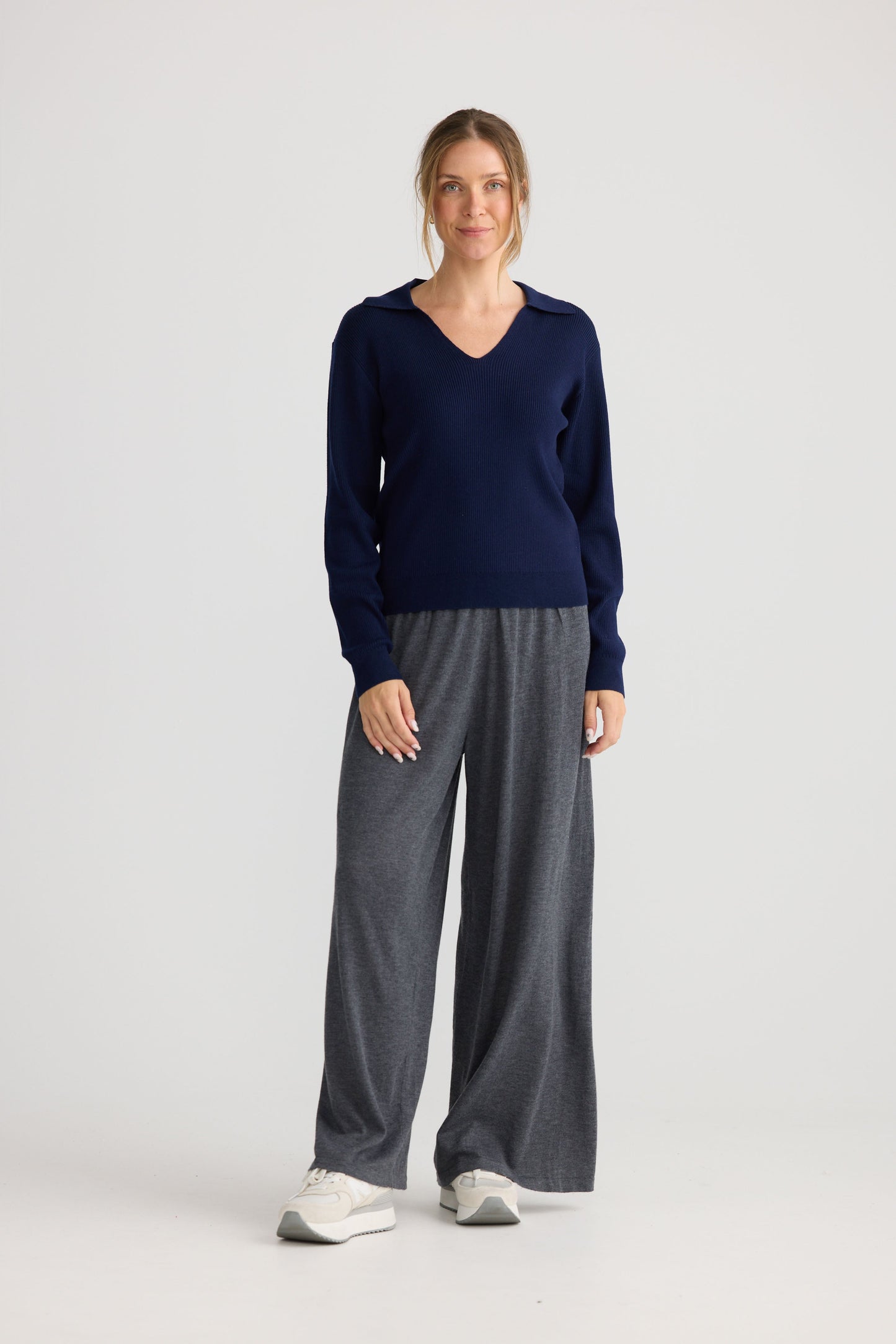 Tilda Top in navy, showing relaxed top shape.