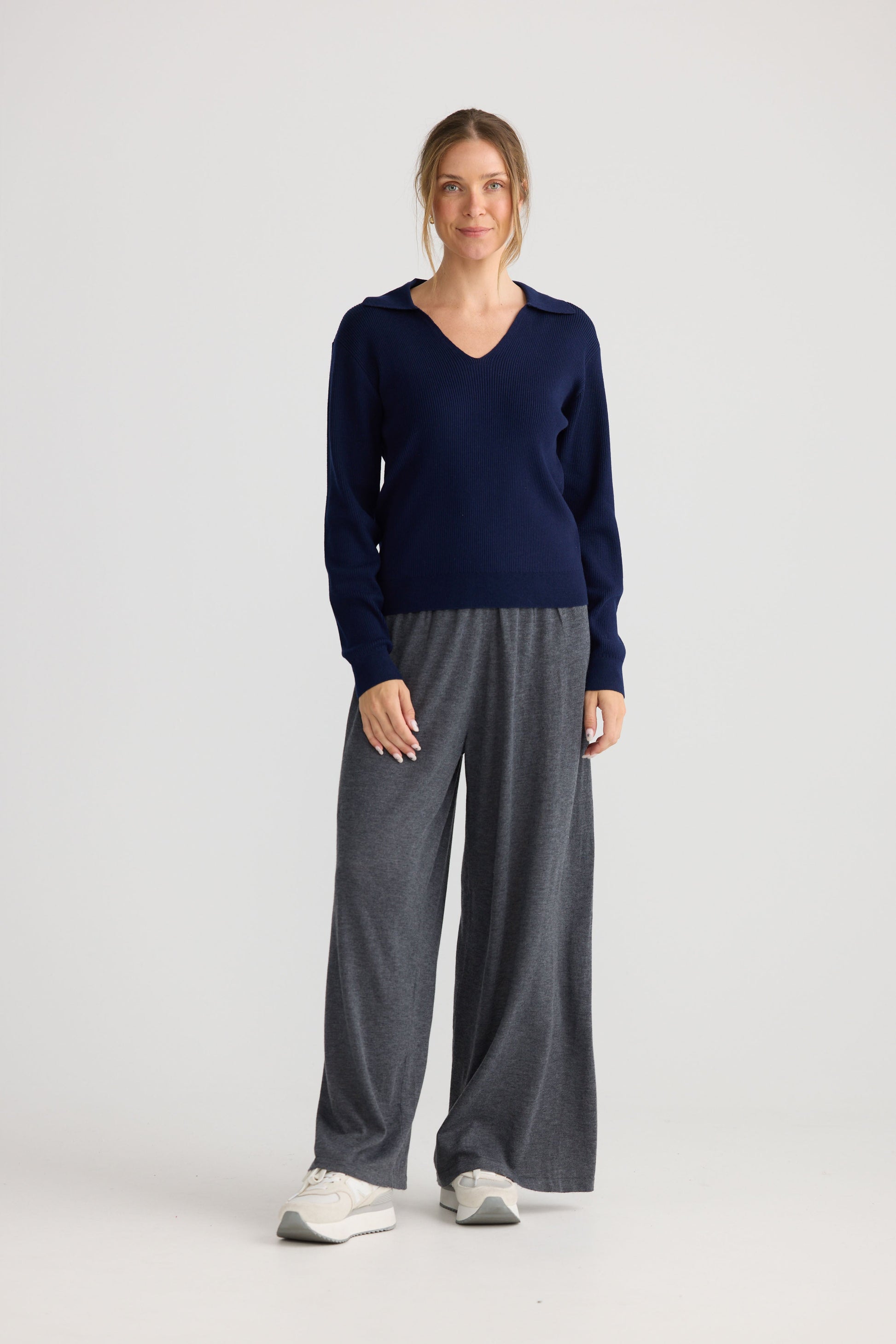 Tilda Top in navy, showing relaxed top shape.