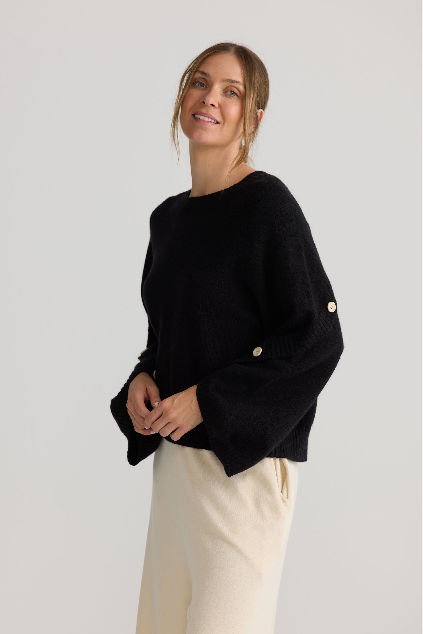 Horizon Knit in black, showing knit texture.