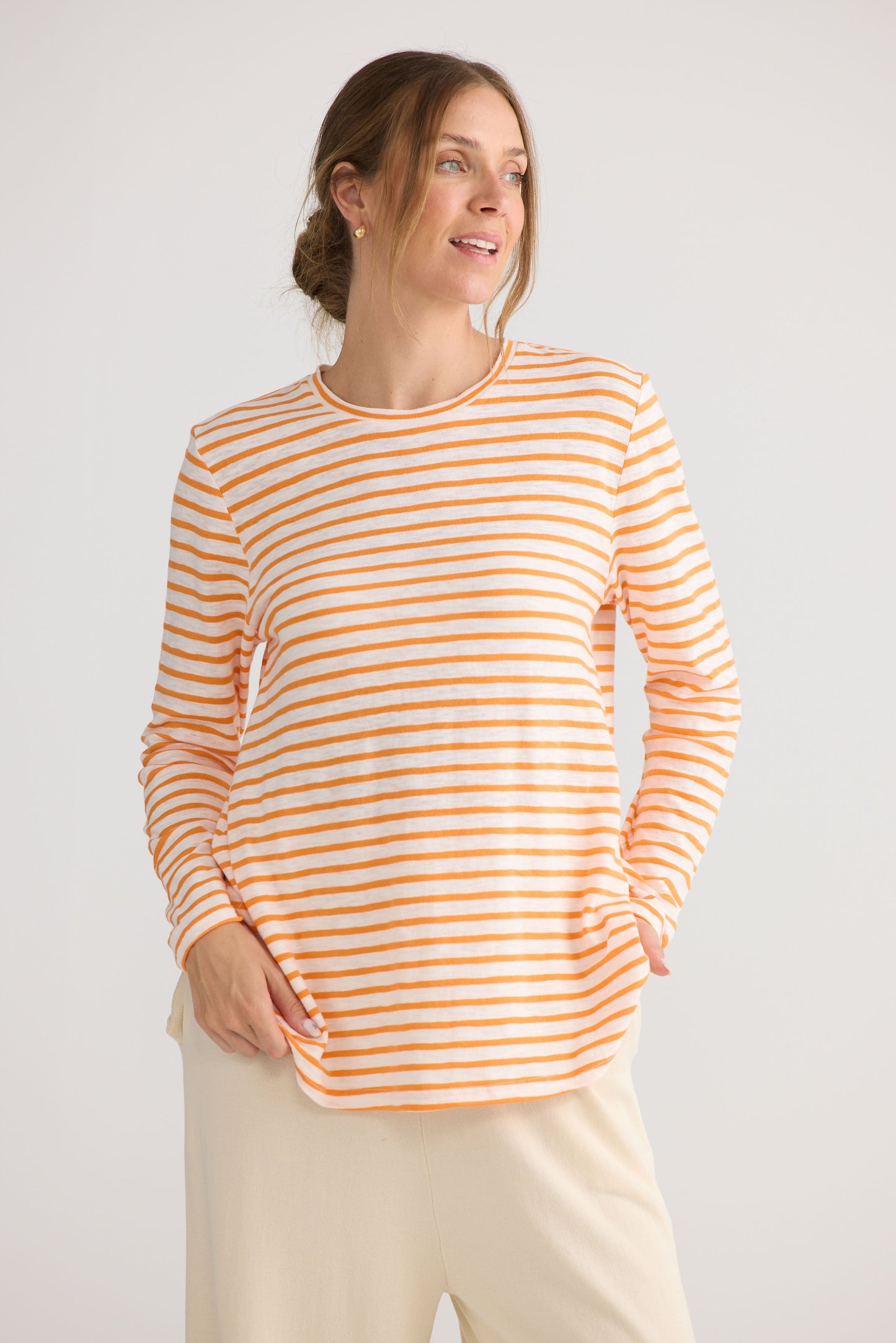 Sana LS Top - Orange Stripe