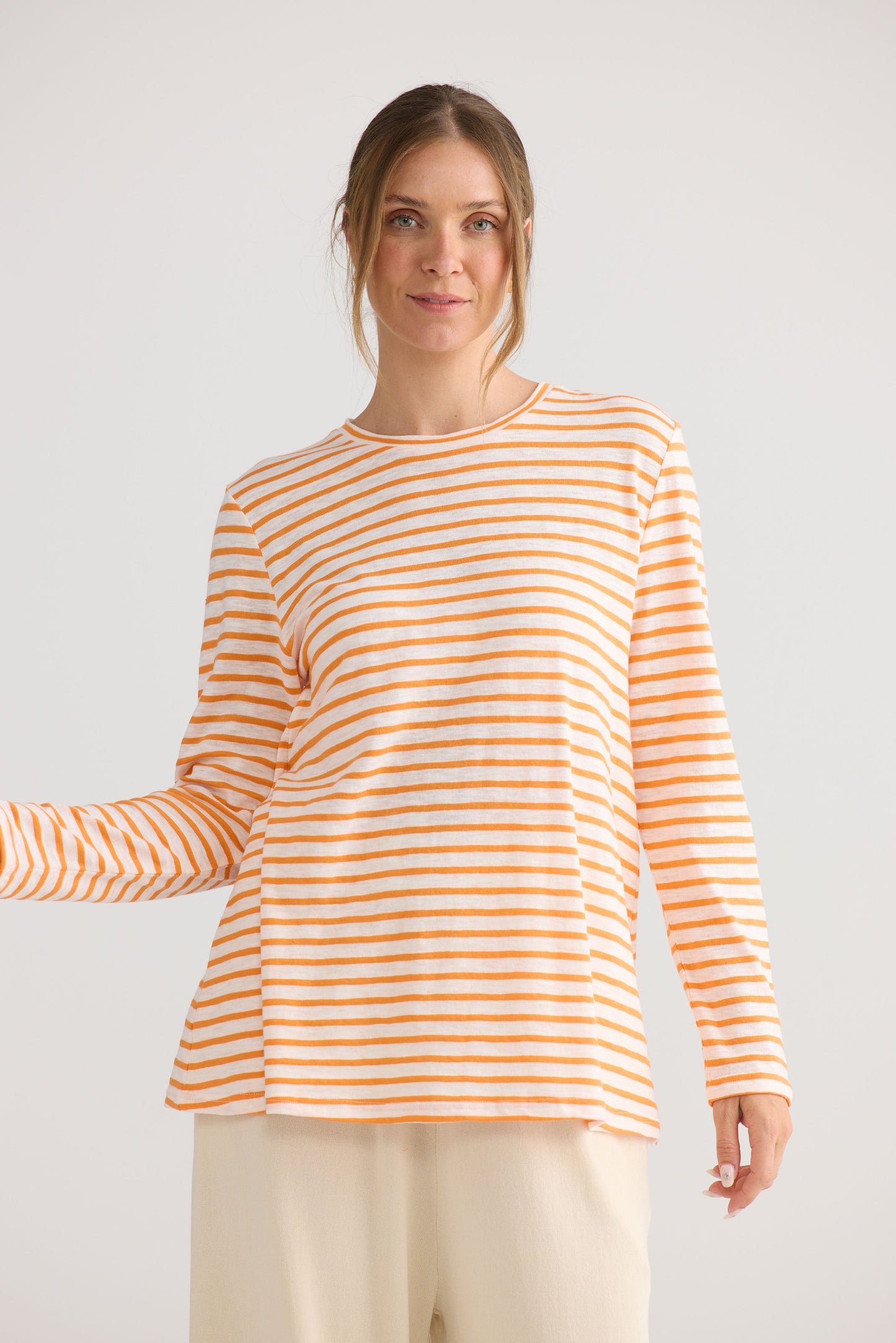 Sana LS Top - Orange Stripe