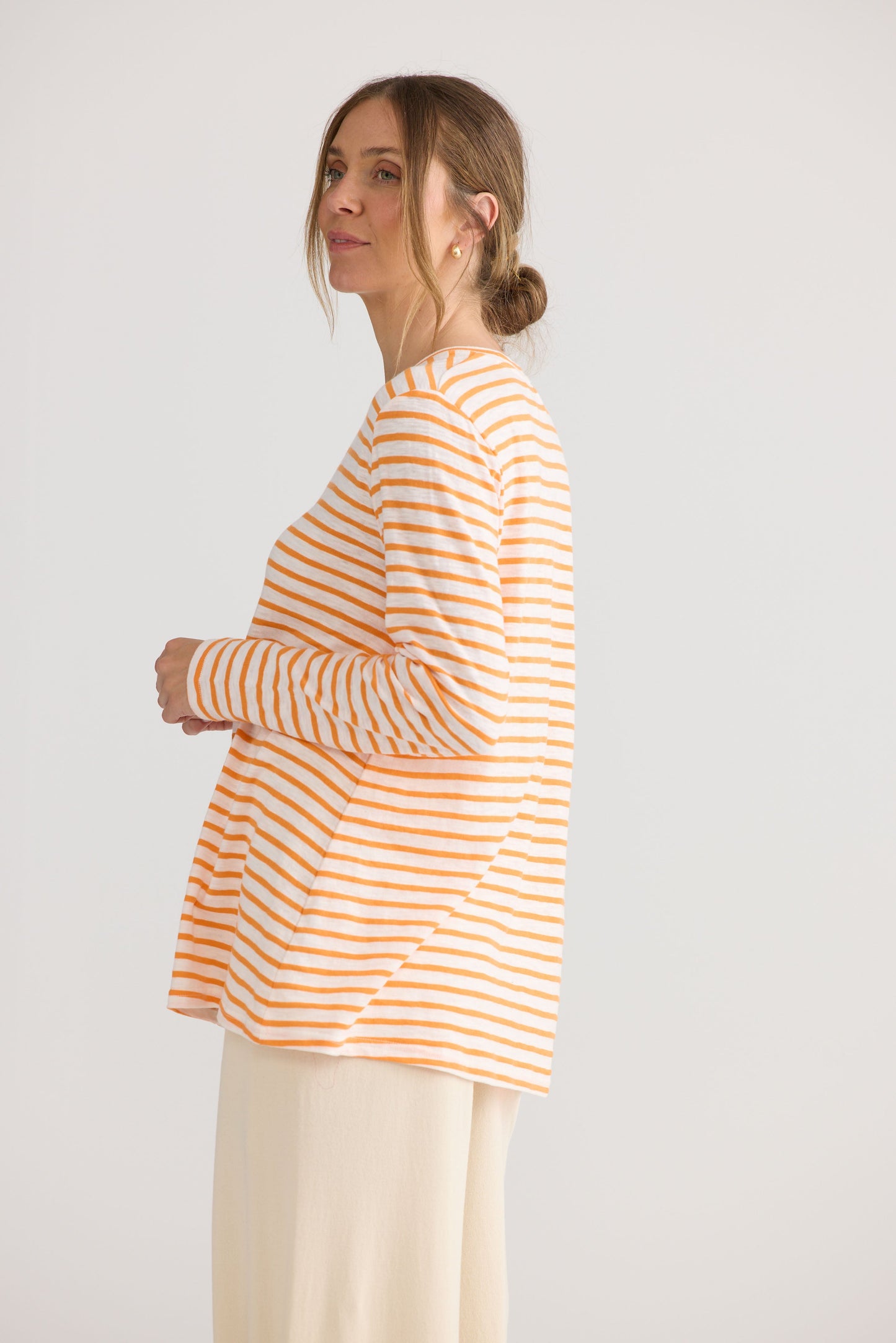 Sana LS Top - Orange Stripe
